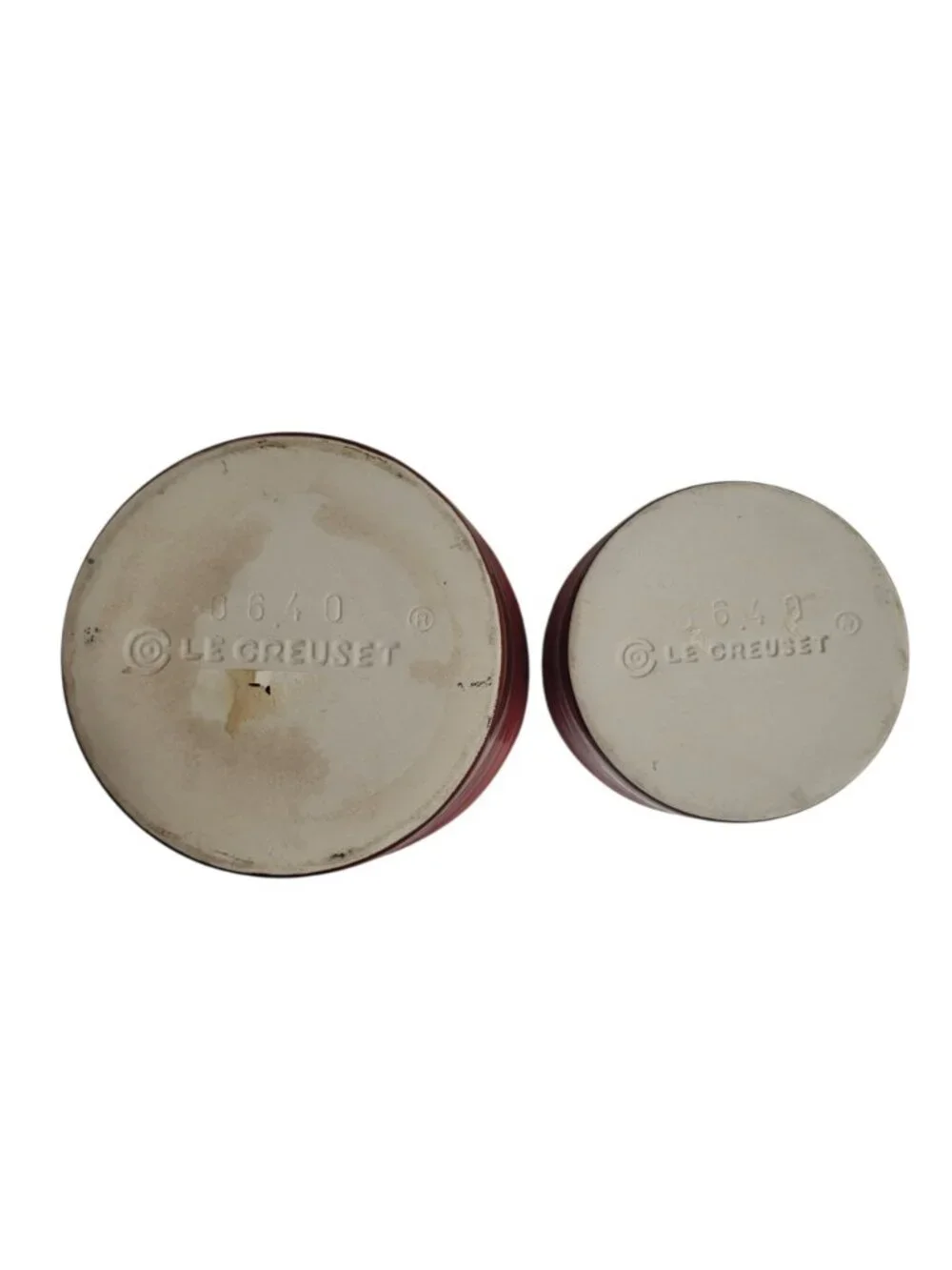 2 Le Creuset Stoneware Spice Jars Cerise Cherry Red 3
